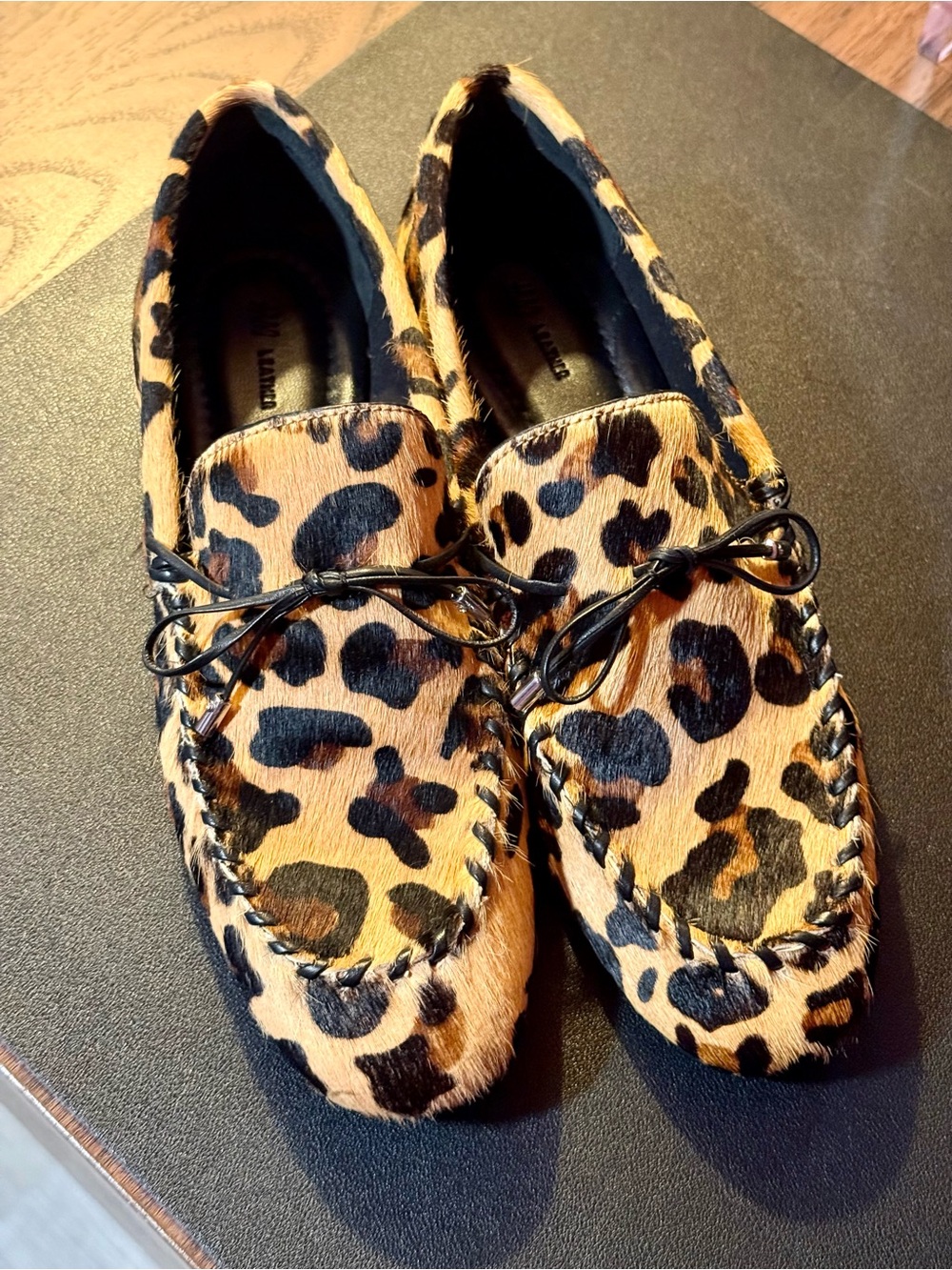 H&M Leather Loafers - Beige/Faux Leopard